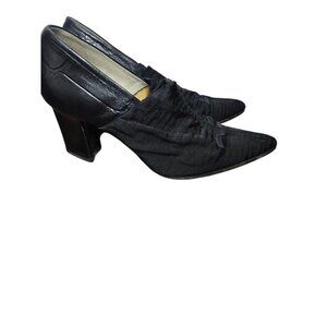 Vintage Immagini Black Pointy Toe Witchy Pump Heels Made In Italy